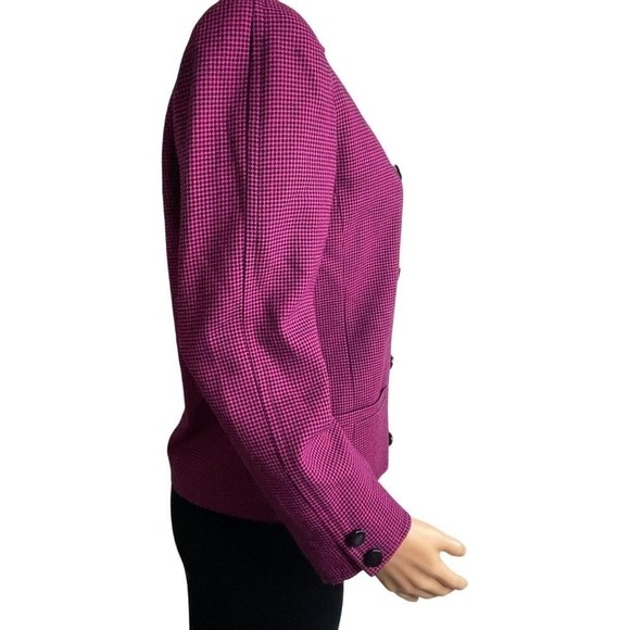 VTG Nina Ricci‎ Boutique Paris Wool Blazer US 6 Magenta Black Double Breasted - Picture 7 of 9
